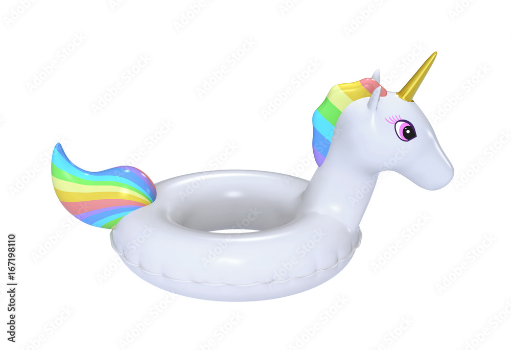 Fototapeta Swimming ring in shape of unicorn with clipping path