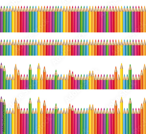 Colored pencils banners set.