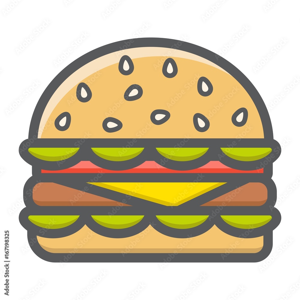 Hamburger filled outline icon, food and drink, fast food sign vector graphics, a colorful line pattern on a white background, eps 10. Hamburger filled outline icon, food and drink, fast food sign vector graphics, a colorful line pattern on a white background, eps 10.