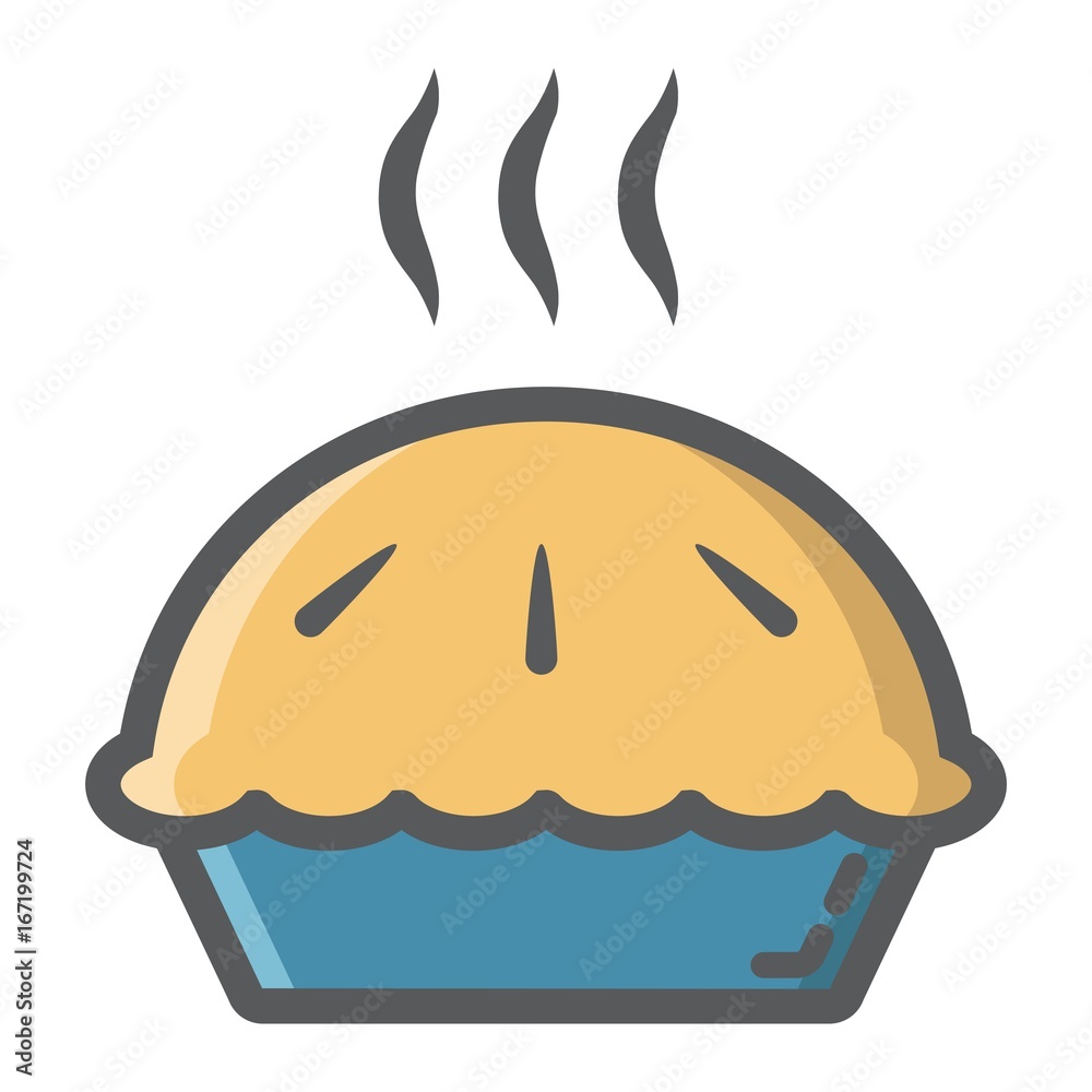 Hot pie filled outline icon, food and drink, bakery sign vector graphics, a colorful line pattern on a white background, eps 10. Hot pie filled outline icon, food and drink, bakery sign vector graphics, a colorful line pattern on a white background, eps 10.