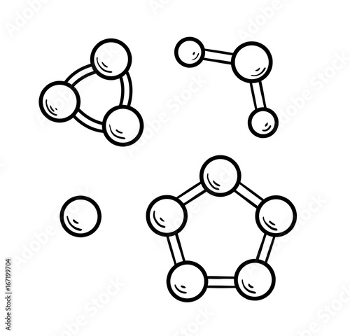 Molecular model illustration, drawing, engraving, ink, line art, vector