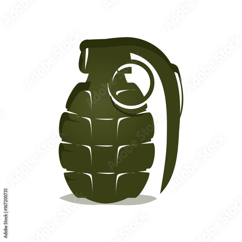 bold hand grenade illustration, isolated on white background. 