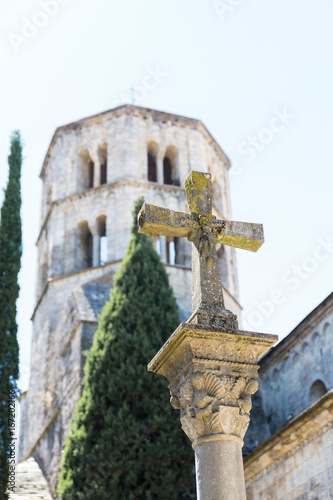 stone cross in Girona Spain