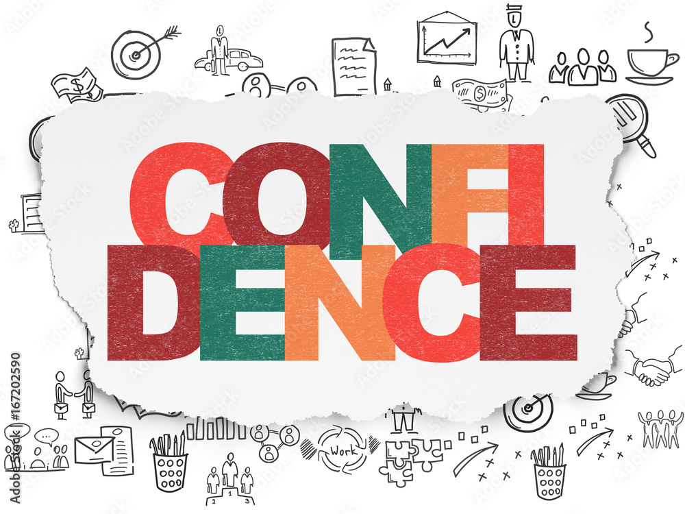 Business concept: Confidence on Torn Paper background