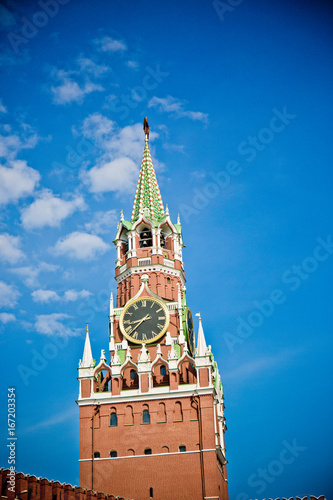 Clock on the red tower of the Red Square