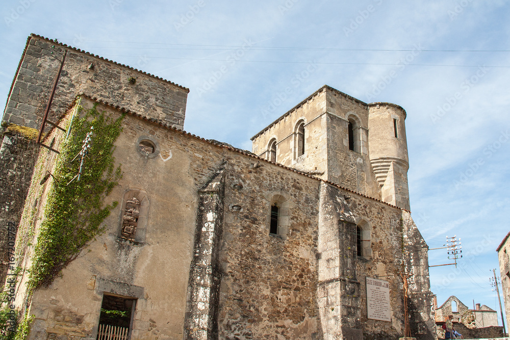 Eglise du village massacré d'Oradour sur Glane, Haute Vienne, Limousin, France 