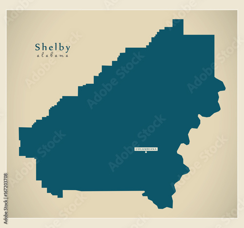 Modern Map - Shelby Alabama county USA illustration