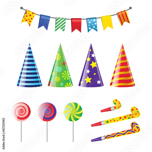 Party Elements - realistic vector set of holiday objects