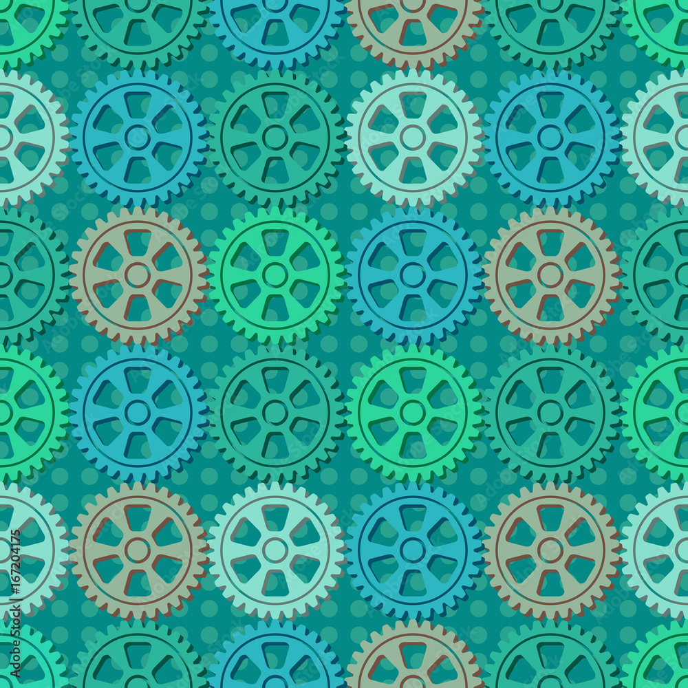 Seamless background with gears the wheels. Vector illustration.