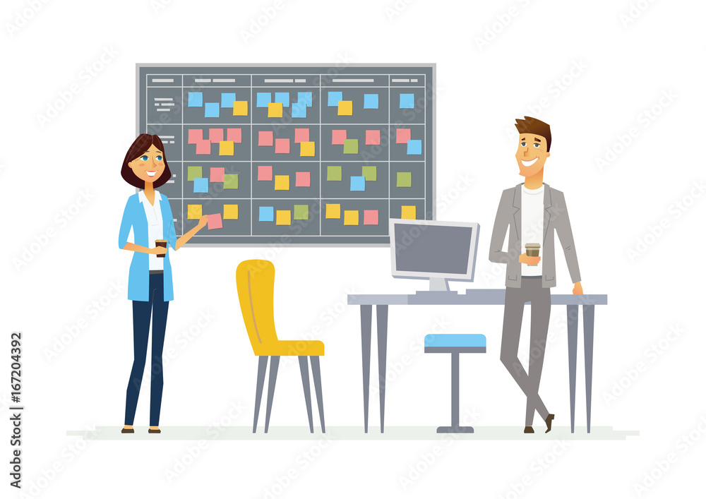 Planning system - modern vector cartoon business characters illustration Planning system - modern vector cartoon business characters illustration