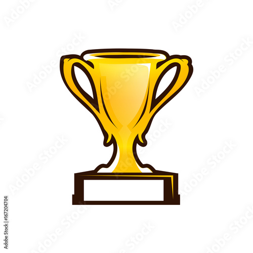 gold prize cup illustration, icon design, isolated on white background. 