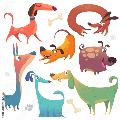 Canvas Print Cartoon dogs set