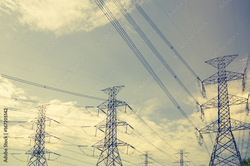 high voltage power plant and transformation station Stock Photo | Adobe ...