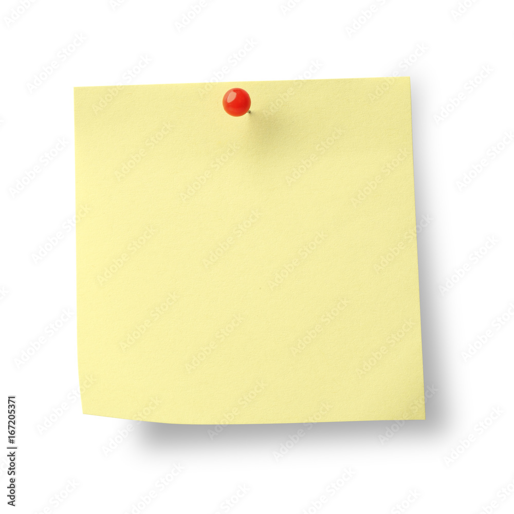 Yellow Sticky Note isolated on white background, clipping path included Yellow Sticky Note isolated on white background, clipping path included