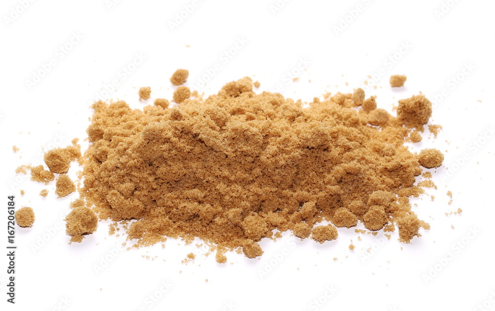 Unrefined light brown cane sugar isolated on white background Unrefined light brown cane sugar isolated on white background