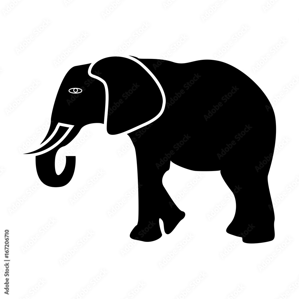 Fototapeta premium Elephant black color icon .