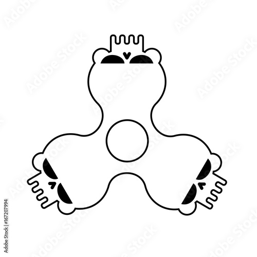 Spinner skull isolated. Bones Fidget finger toy. Halloween Anti Stress Hand Toy