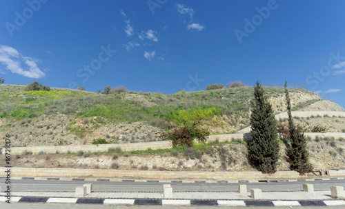 View of the hills and the highway in Israel near the Sea of Galilee