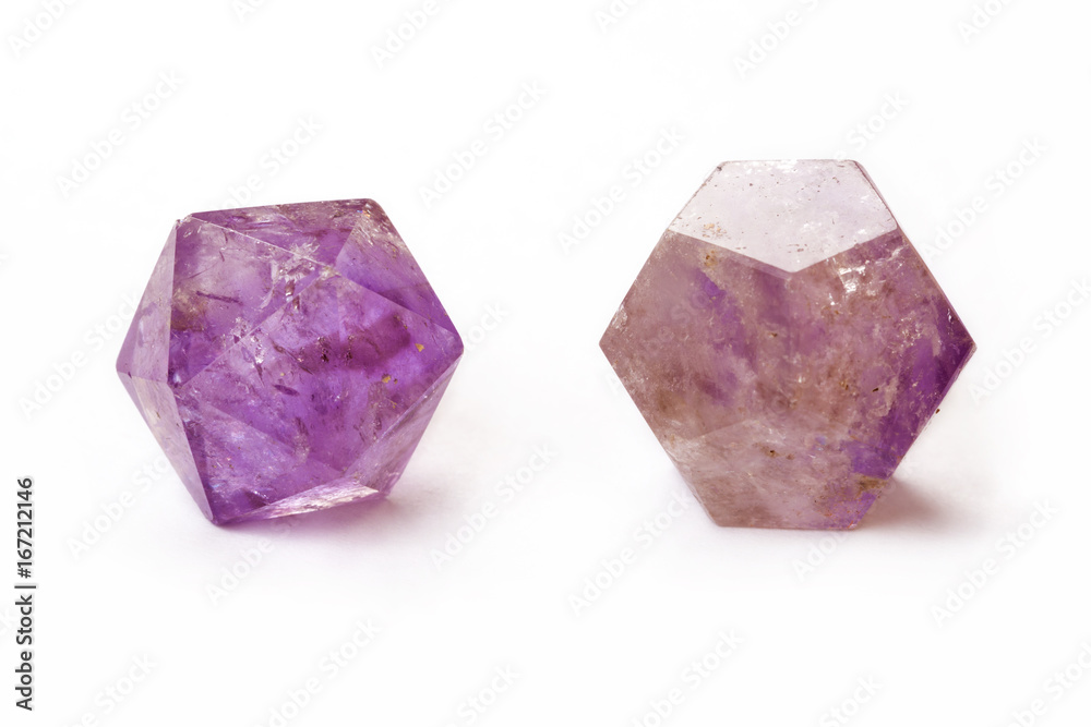 Amethyst dodecahedron and icosahedron
