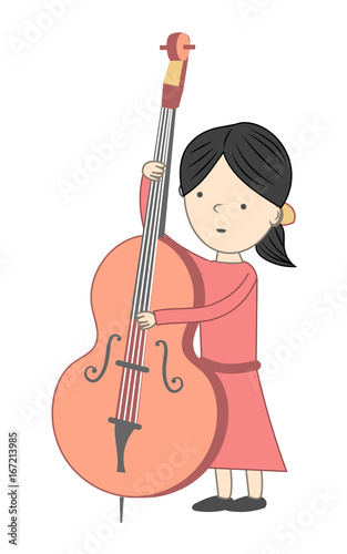 Girl playing violoncello isolated on white background - Vector illustration