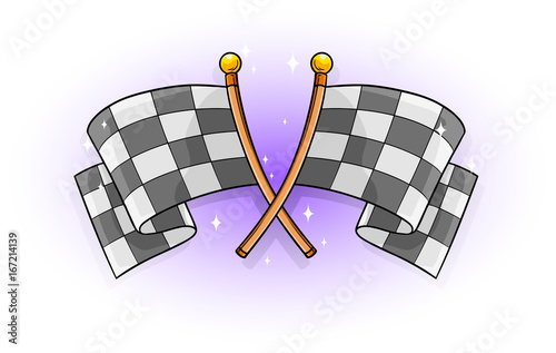 Cartoon color crossed racing flag vector