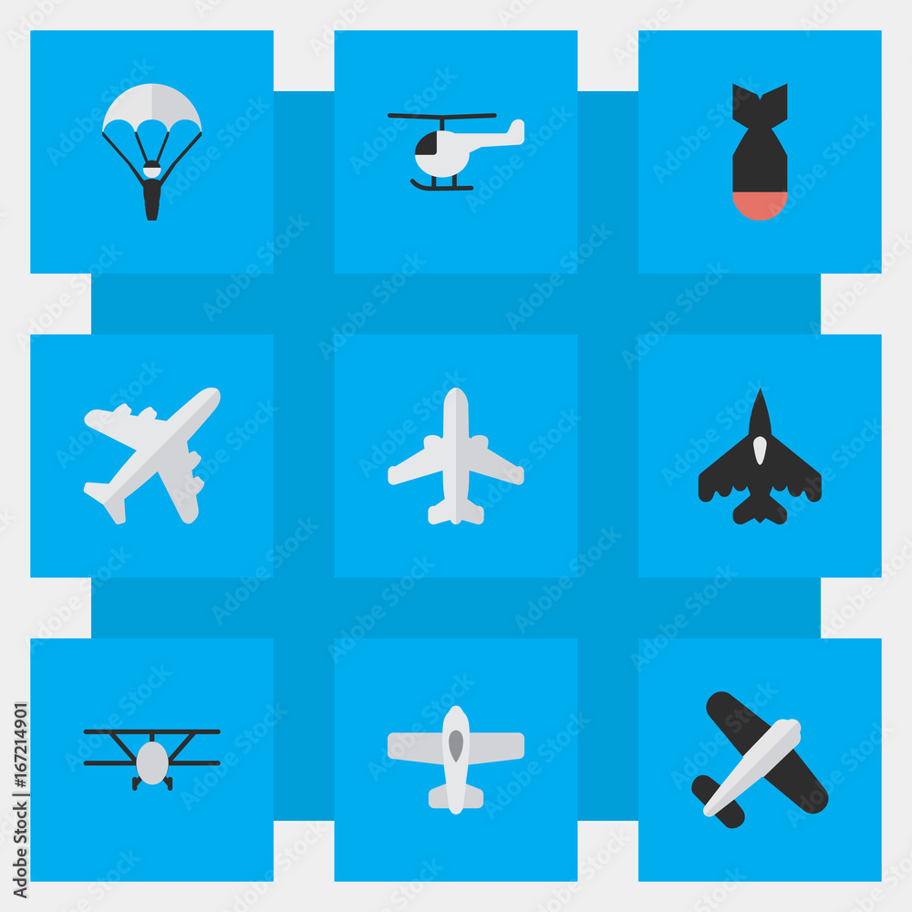 Vector Illustration Set Of Simple Aircraft Icons. Elements Flying ...