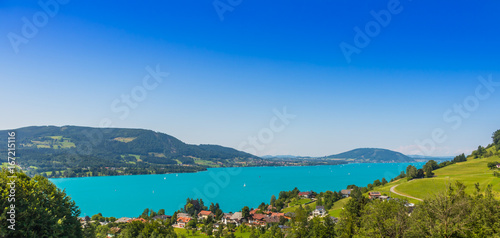Beautiful landscape at lake Attersee in Steinbach, Salzkammergut in Austria