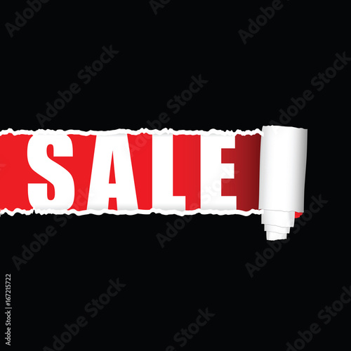 sale with tearing paper icon illustration