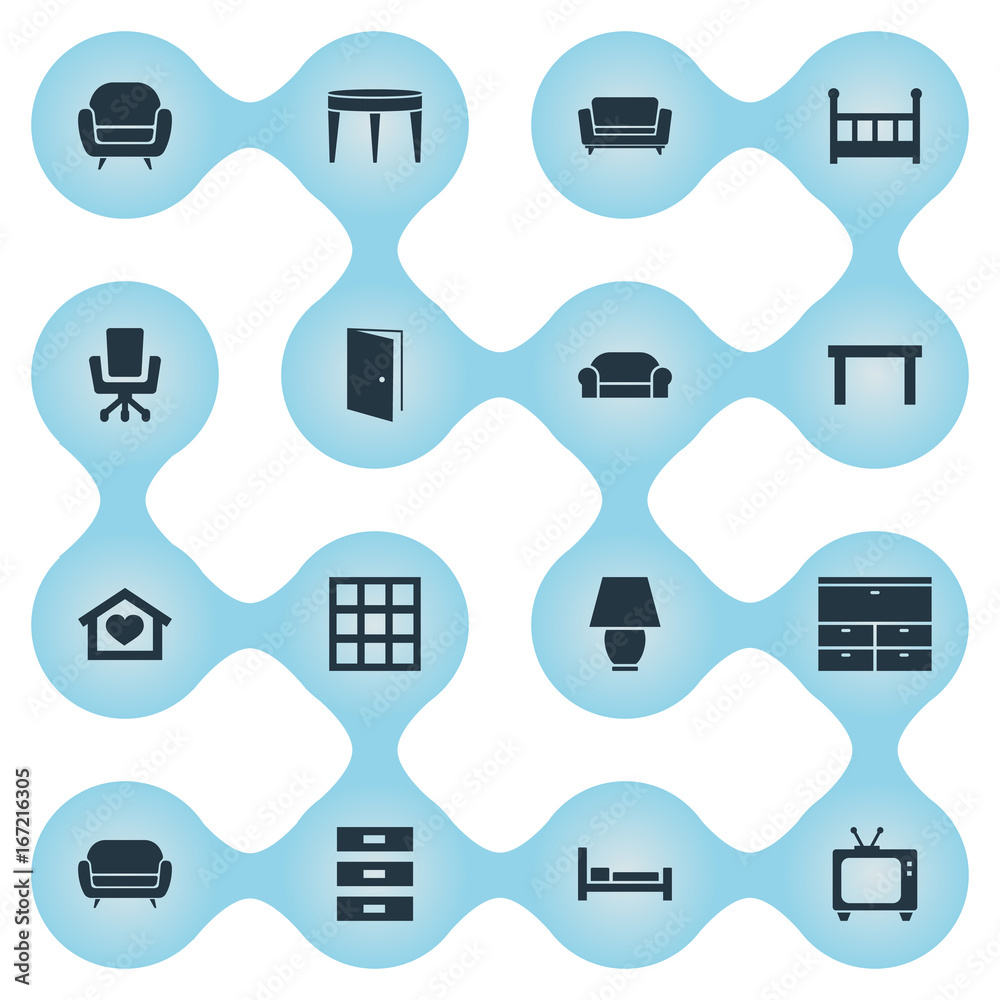 Vector Illustration Set Of Simple Furniture Icons. Elements Coach
