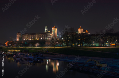 Wawel castle in the night, Krakow, Poland
