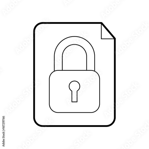 paper with safe secure padlock icon vector illustration design