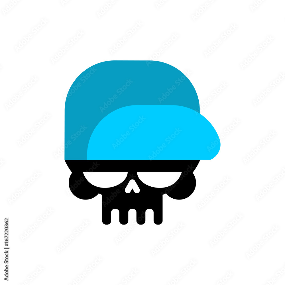 Skull in baseball cap isolated .Head of skeleton in hat Skull in baseball cap isolated .Head of skeleton in hat
