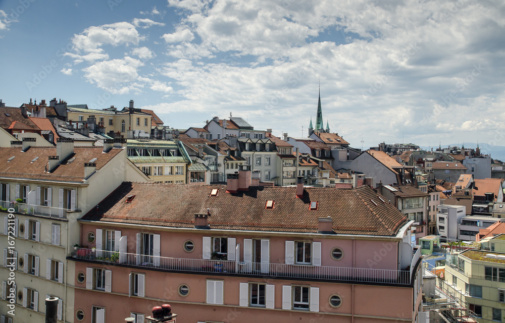 Panoramic view of Lausanne city, Switzerland