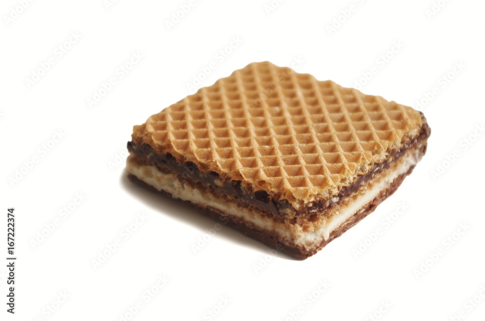 Crispy chocolate milk-hazelnut wafer. Sweet protein chocolate energy snack. Crispy chocolate milk-hazelnut wafer. Sweet protein chocolate energy snack.