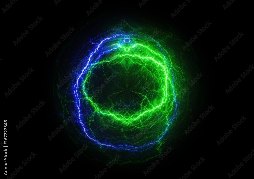 Fototapeta premium Green and blue energy, lightning plasma background
