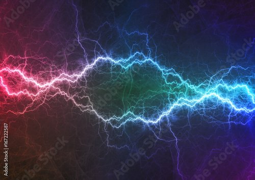 Purple and cyan lightning, power and energy abstract