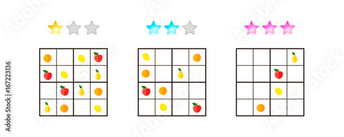 vector illustration. Sudoku for kids with pictures at different