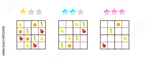 vector illustration. Sudoku for kids with pictures at different