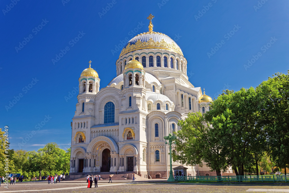 Kronstadt Naval Cathedral of Saint Nicholas near the Saint-Petersburg, Russia.