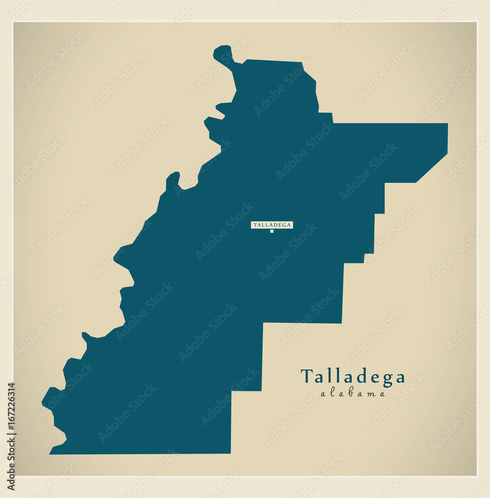 Modern Map - Talladega Alabama county USA illustration