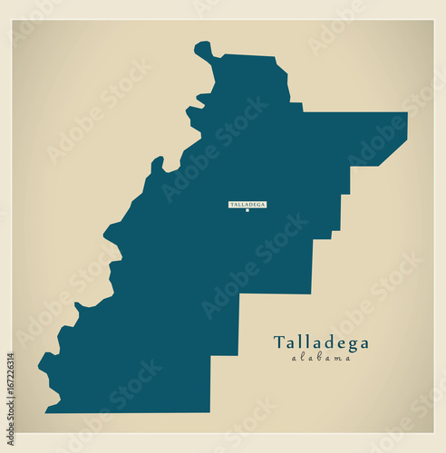 Modern Map - Talladega Alabama county USA illustration photo