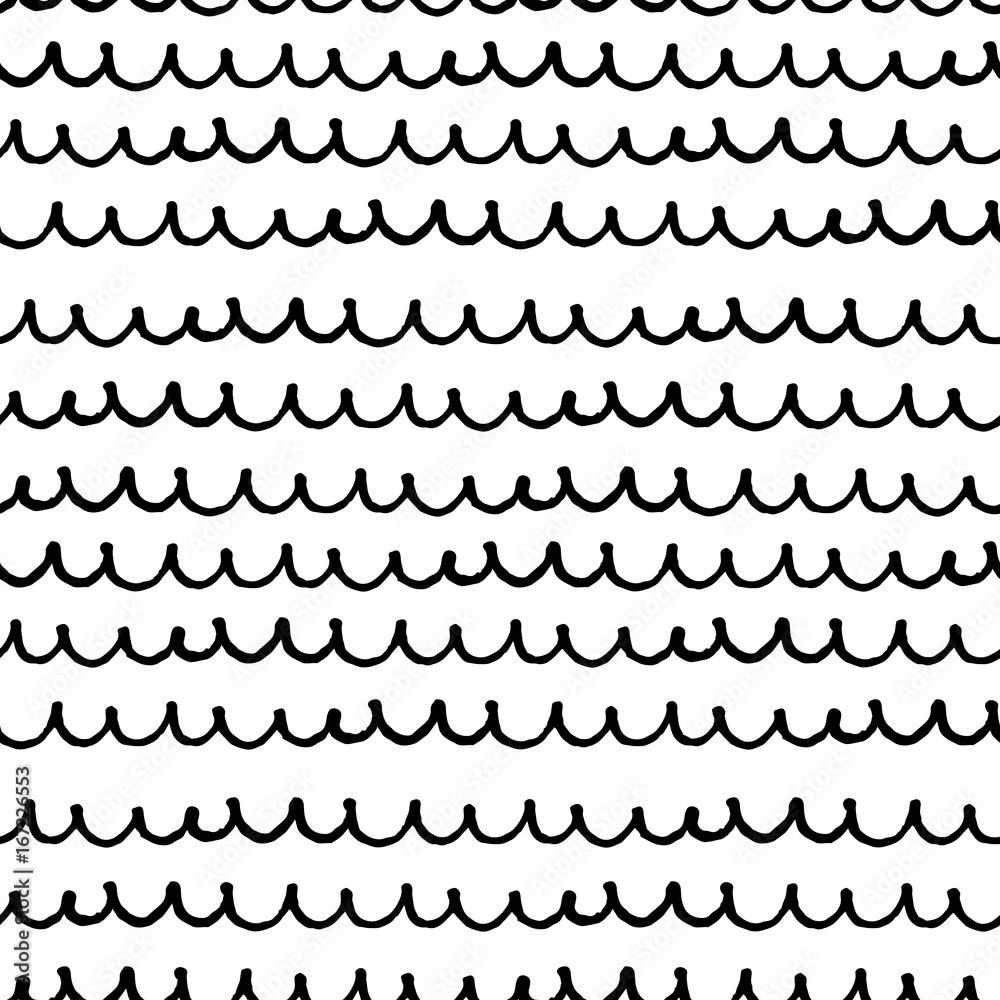 Fish scale texture vector pattern. Nautical doodle pattern. Hand-drawn wave or fishscale.