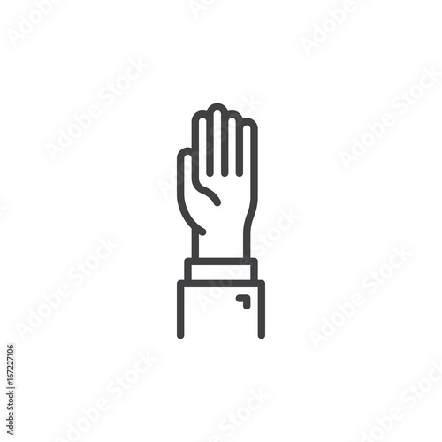 Hand up line icon, outline vector sign, linear style pictogram isolated on white. Symbol, logo illustration. Editable stroke. Pixel perfect vector graphics