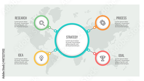 Business hierarchy infographic. Organization chart with 4 options. Vector template.