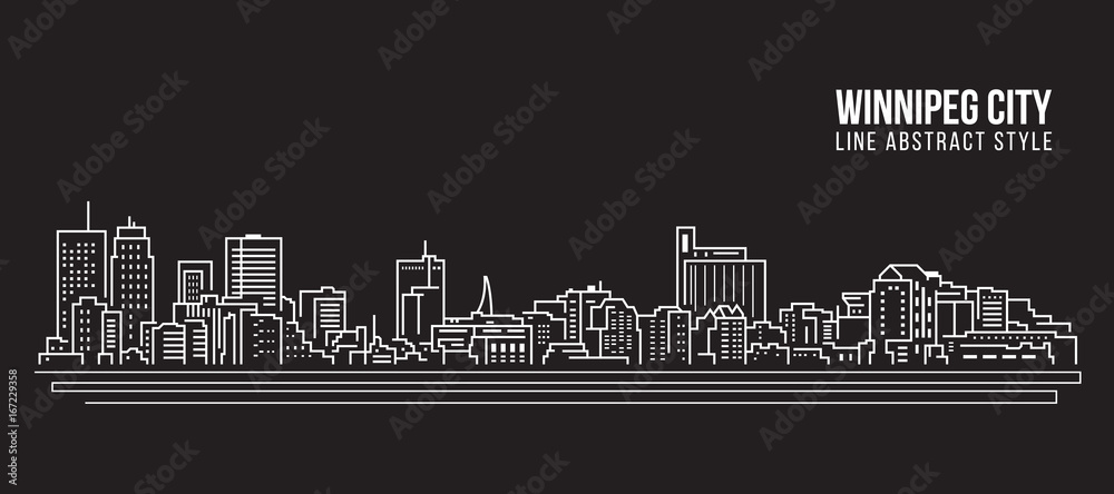 Cityscape Building Line art Vector Illustration design - Winnipeg city