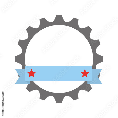 gears machine with ribbon vector illustration design