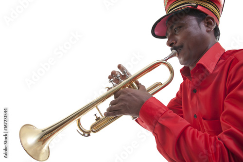 Bandmaster playing on a trumpet