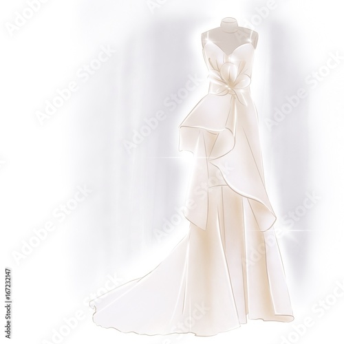 Beautiful glowing wedding gown