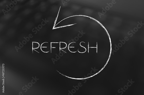refresh symbol with text and arrow photo