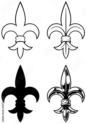 Graphic detailed black and white royal lily set